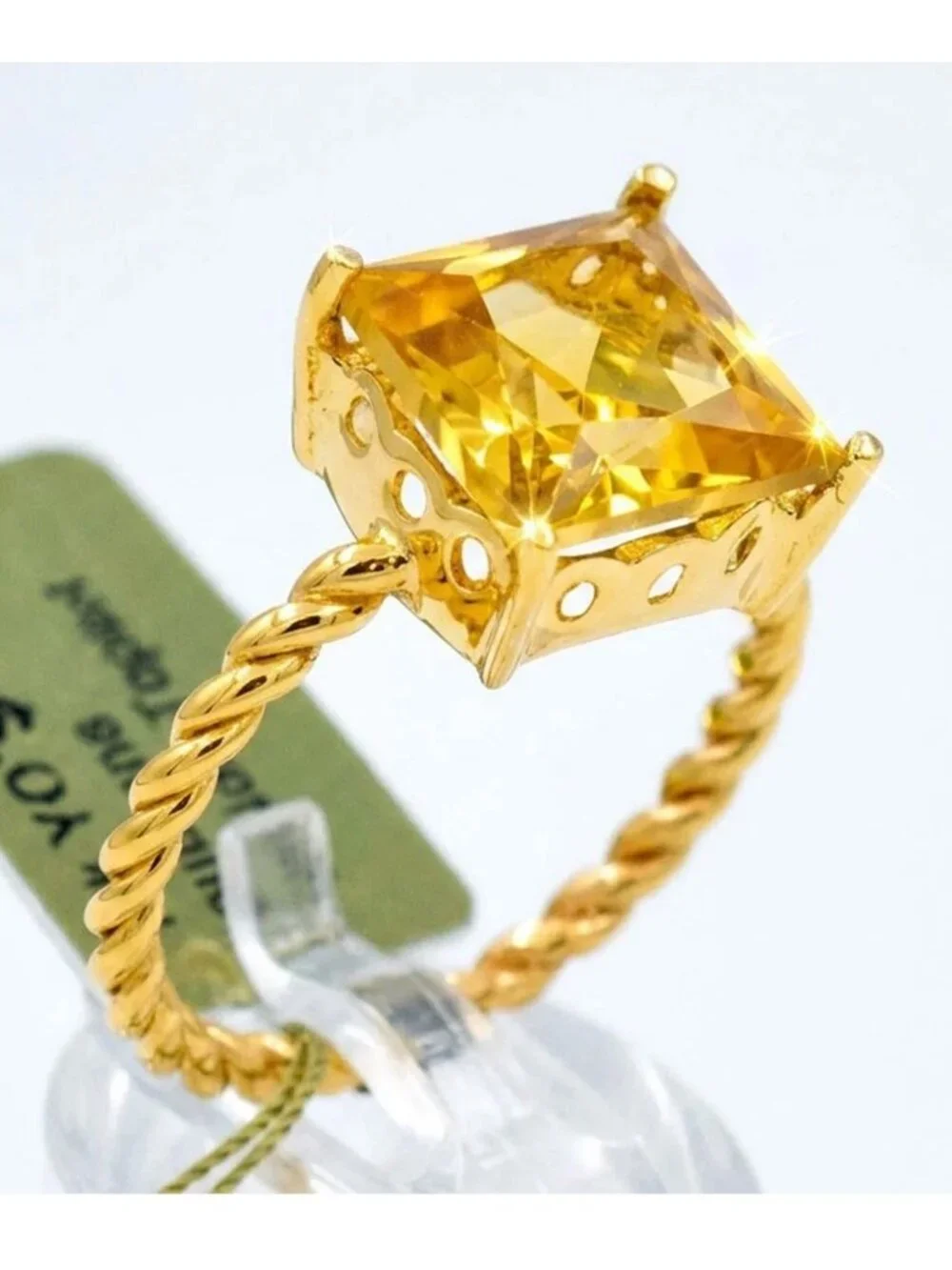 Genuine 3.85 Cts Yellow Topaz Ring Solid 10k Yellow Gold